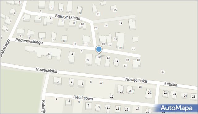 Łeba, Paderewskiego Ignacego Jana, 10, mapa Łeba