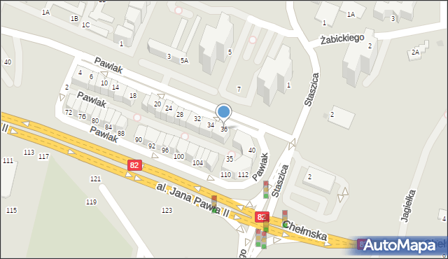 Łęczna, Pawlak Stefanii, 36, mapa Łęczna