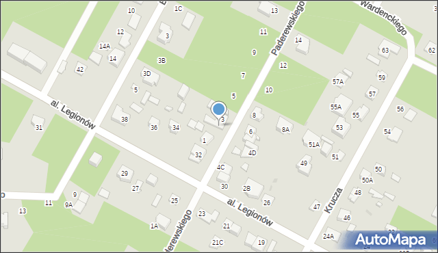 Legionowo, Paderewskiego Ignacego Jana, 3A, mapa Legionowo