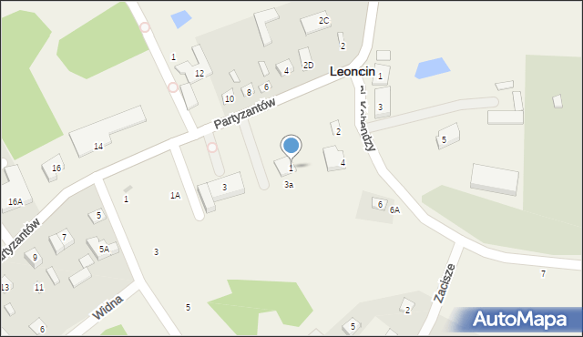Leoncin, Partyzantów, 1, mapa Leoncin
