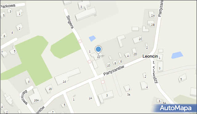 Leoncin, Partyzantów, 12, mapa Leoncin