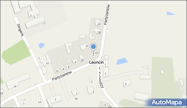 Leoncin, Partyzantów, 2, mapa Leoncin