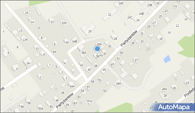 Leoncin, Partyzantów, 34, mapa Leoncin