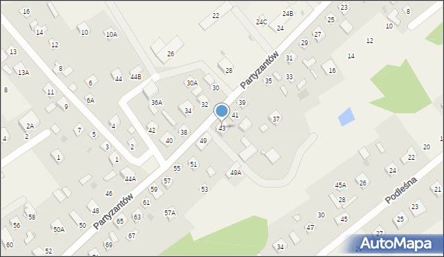 Leoncin, Partyzantów, 43, mapa Leoncin