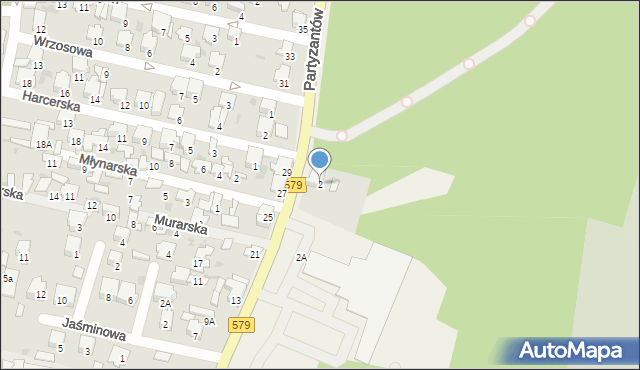 Leszno, Partyzantów, 2, mapa Leszno