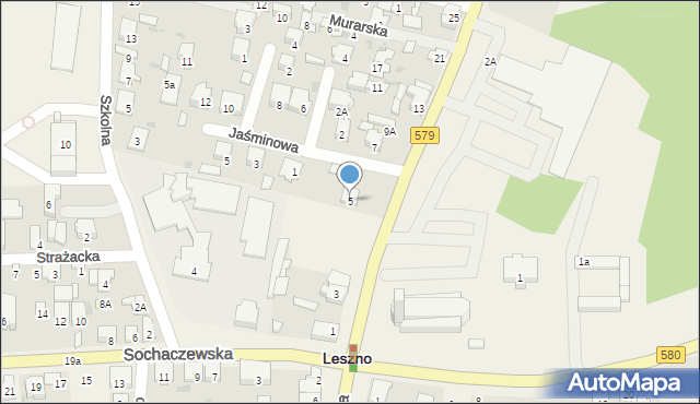 Leszno, Partyzantów, 5, mapa Leszno