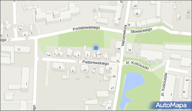 Leszno, Paderewskiego Ignacego Jana, 2, mapa Leszno