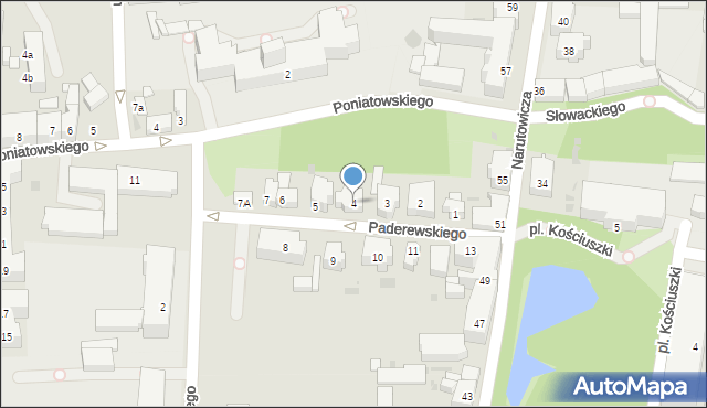 Leszno, Paderewskiego Ignacego Jana, 4, mapa Leszno