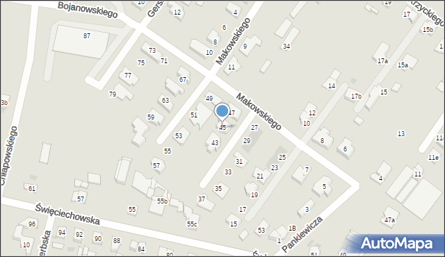 Leszno, Pankiewicza Józefa, 45, mapa Leszno