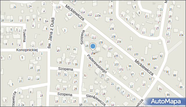 Leżajsk, Paderewskiego Ignacego Jana, 16a, mapa Leżajsk