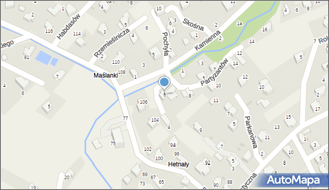 Łodygowice, Partyzantów, 6, mapa Łodygowice