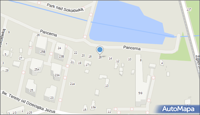 Łódź, Pancerna, 16, mapa Łodzi