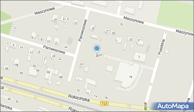 Łódź, Parowozowa, 18, mapa Łodzi