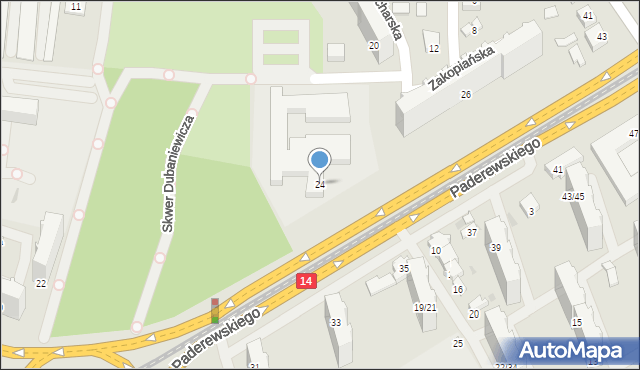 Łódź, Paderewskiego Ignacego Jana, 24, mapa Łodzi