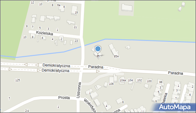 Łódź, Paradna, 85, mapa Łodzi