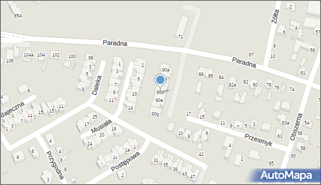 Łódź, Paradna, 90d, mapa Łodzi