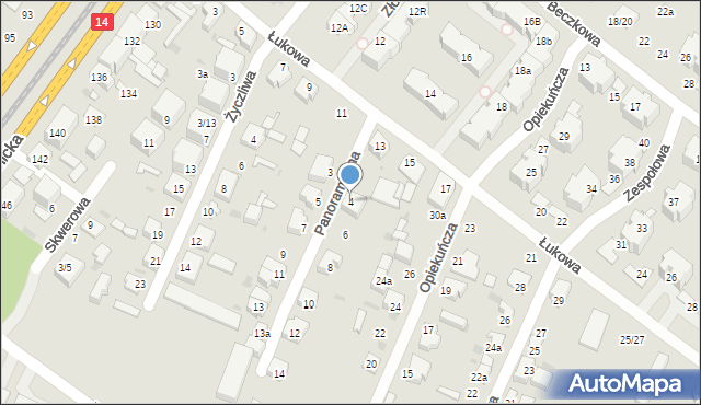 Łódź, Panoramiczna, 4, mapa Łodzi