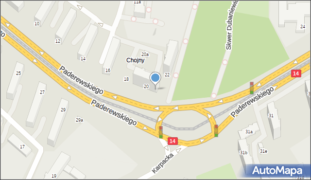 Łódź, Paderewskiego Ignacego Jana, 20/22, mapa Łodzi