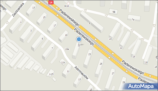 Łódź, Paderewskiego Ignacego Jana, 21, mapa Łodzi