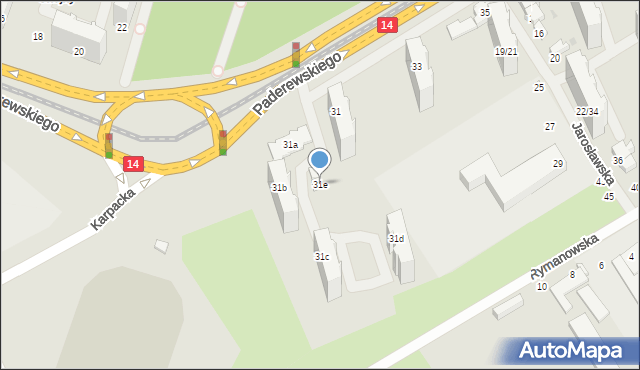 Łódź, Paderewskiego Ignacego Jana, 31e, mapa Łodzi