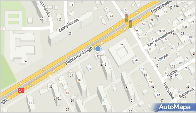 Łódź, Paderewskiego Ignacego Jana, 41, mapa Łodzi