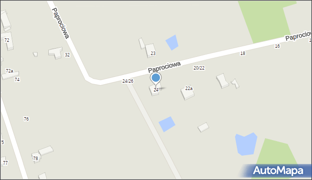 Łódź, Paprociowa, 24, mapa Łodzi