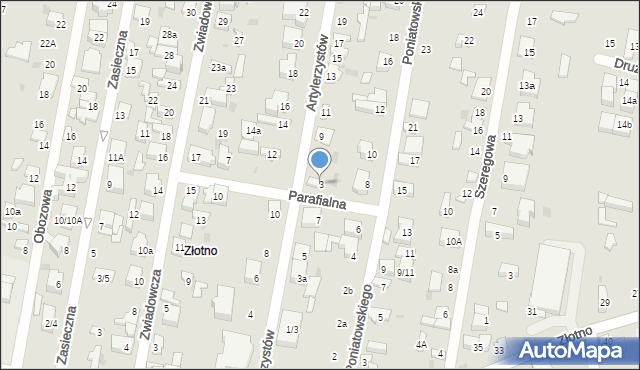 Łódź, Parafialna, 3, mapa Łodzi