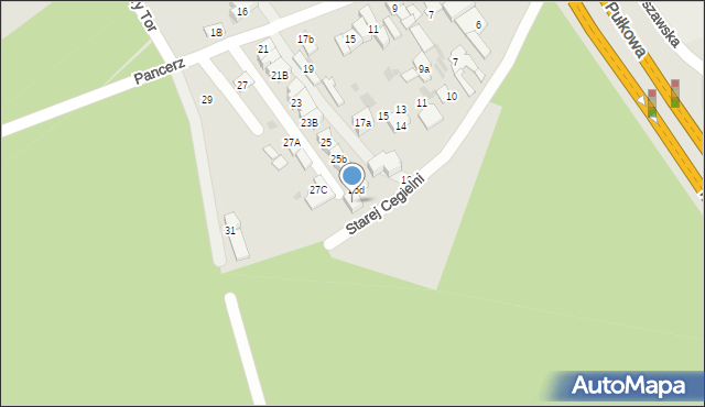 Łomianki, Pancerz, 25e, mapa Łomianki