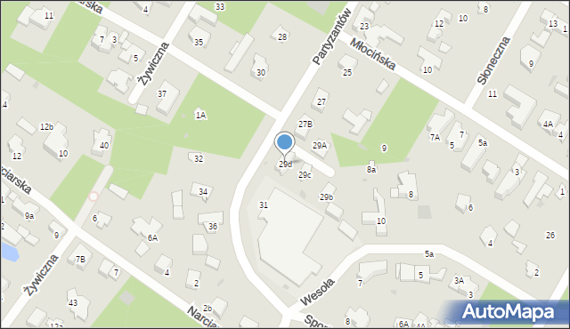 Łomianki, Partyzantów, 29d, mapa Łomianki