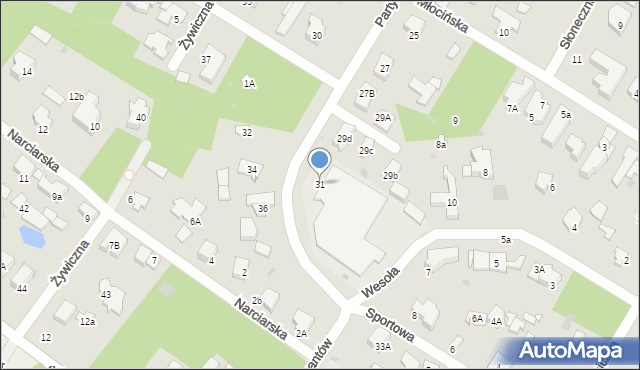 Łomianki, Partyzantów, 31, mapa Łomianki