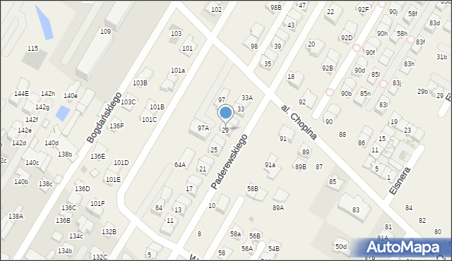 Łomianki Dolne, Paderewskiego Ignacego Jana, 29, mapa Łomianki Dolne