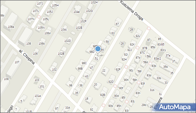 Łomianki Dolne, Paderewskiego Ignacego Jana, 53, mapa Łomianki Dolne