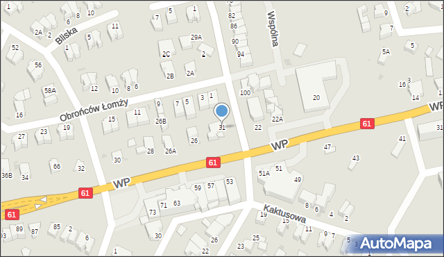Łomża, Partyzantów, 31, mapa Łomży