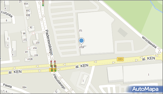 Lubin, Paderewskiego Ignacego Jana, 101b, mapa Lubin