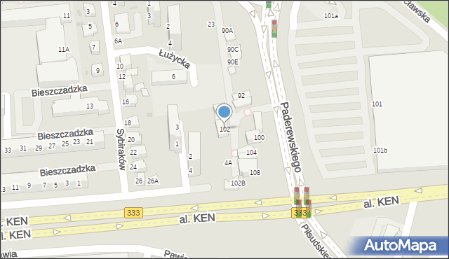 Lubin, Paderewskiego Ignacego Jana, 102, mapa Lubin