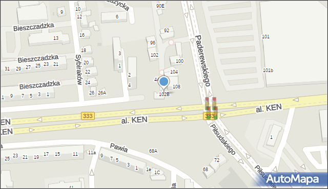 Lubin, Paderewskiego Ignacego Jana, 102B, mapa Lubin