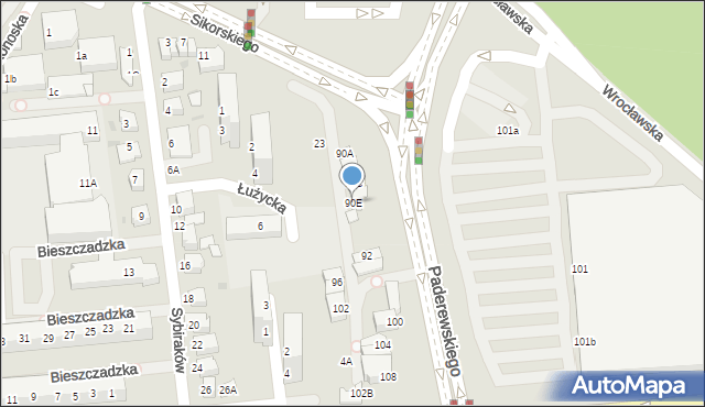 Lubin, Paderewskiego Ignacego Jana, 90E, mapa Lubin