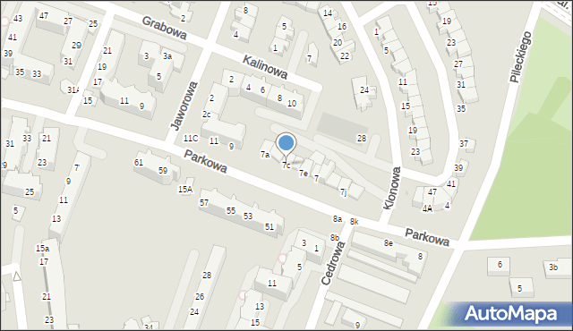 Lubin, Parkowa, 7c, mapa Lubin