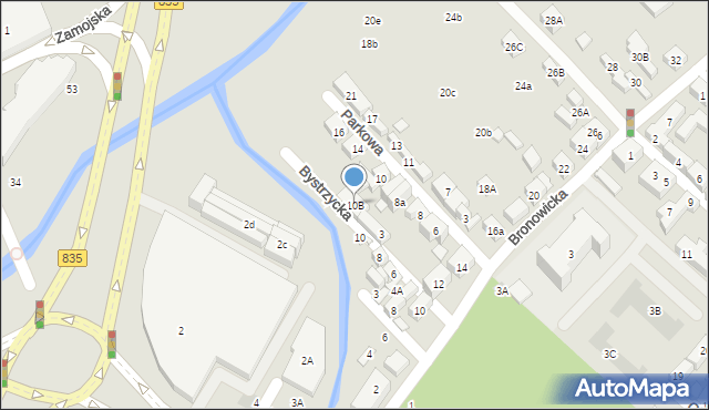 Lublin, Parkowa, 10B, mapa Lublina