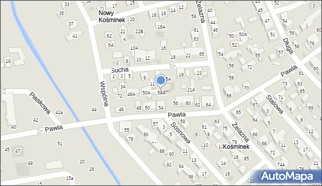 Lublin, Pawia, 54A, mapa Lublina