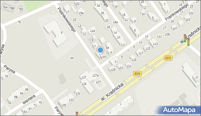 Lublin, Paśnikowskiego Baltazara, 3, mapa Lublina