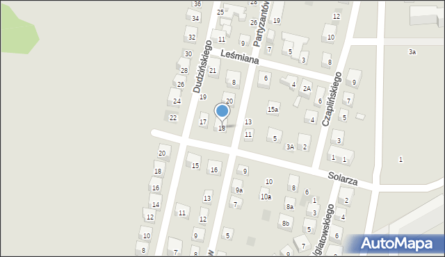 Lublin, Partyzantów, 18, mapa Lublina