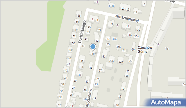 Lublin, Partyzantów, 38, mapa Lublina