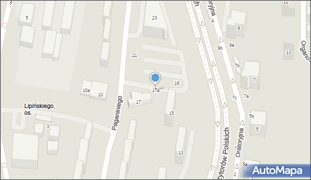 Lublin, Paganiniego Niccolo, 17a, mapa Lublina