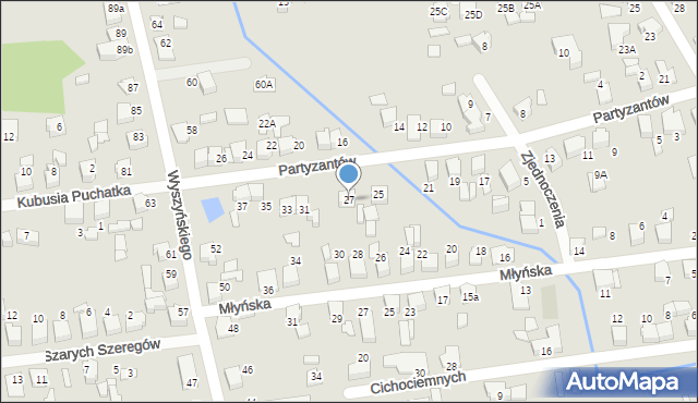 Lubliniec, Partyzantów, 27, mapa Lubliniec