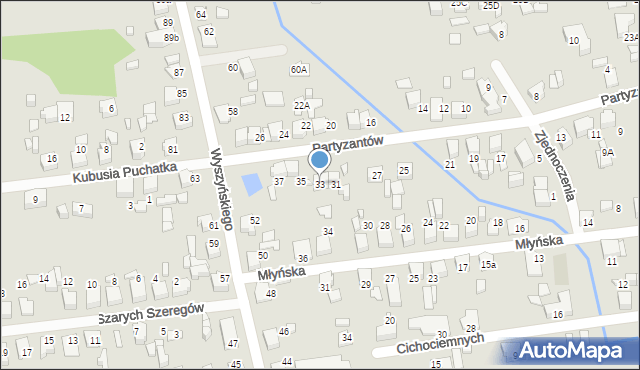 Lubliniec, Partyzantów, 33, mapa Lubliniec