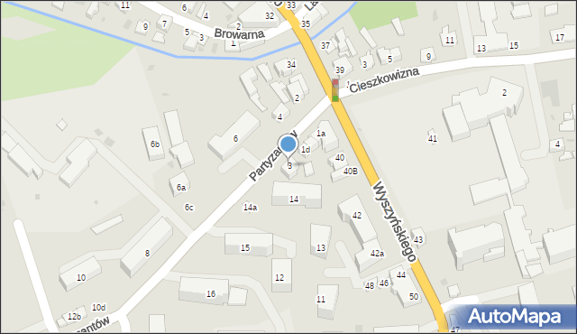 Łuków, Partyzantów, 3, mapa Łuków