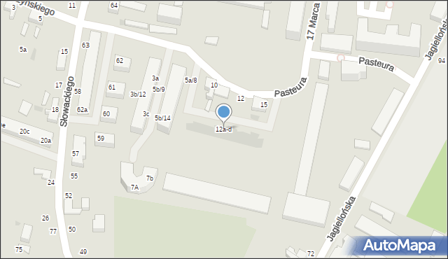 Malbork, Pasteura Ludwika, 12a-d, mapa Malborka