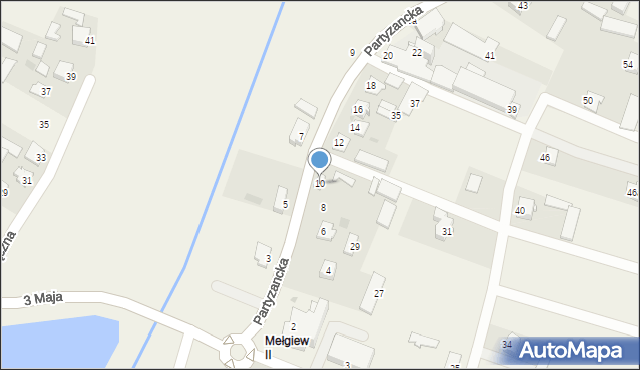 Mełgiew, Partyzancka, 10, mapa Mełgiew