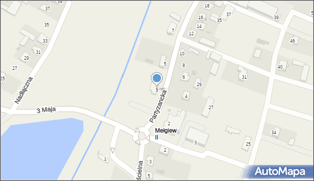 Mełgiew, Partyzancka, 3, mapa Mełgiew